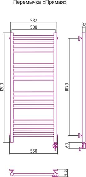 Полотенцесушитель электрический Сунержа Богема 00-0505-1250 120x50 R