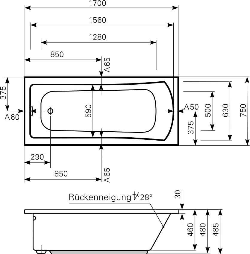 Акриловая ванна Mauersberger Jucunda 170х75 1017000701