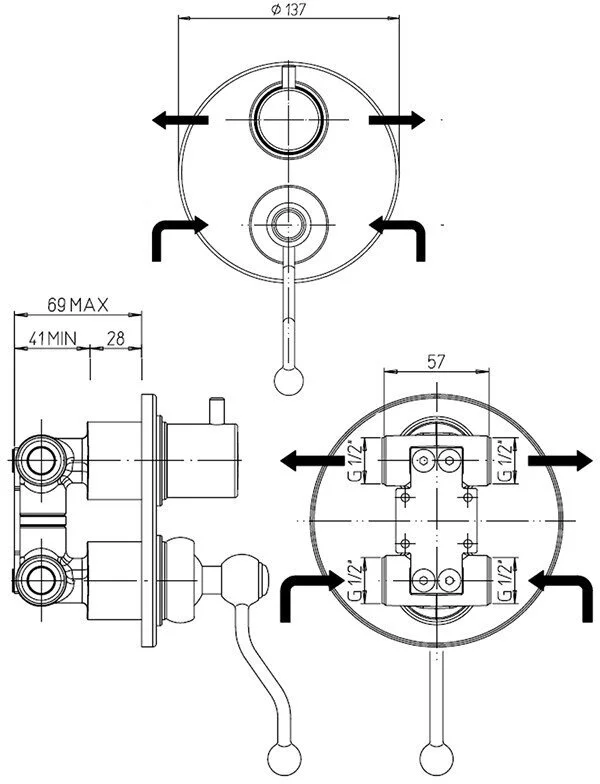 Смеситель для душа Paini Duomo 88F36911 бронза