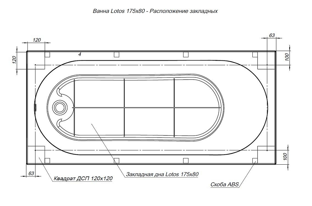 Акриловая ванна Aquanet Lotos 175х80 белый