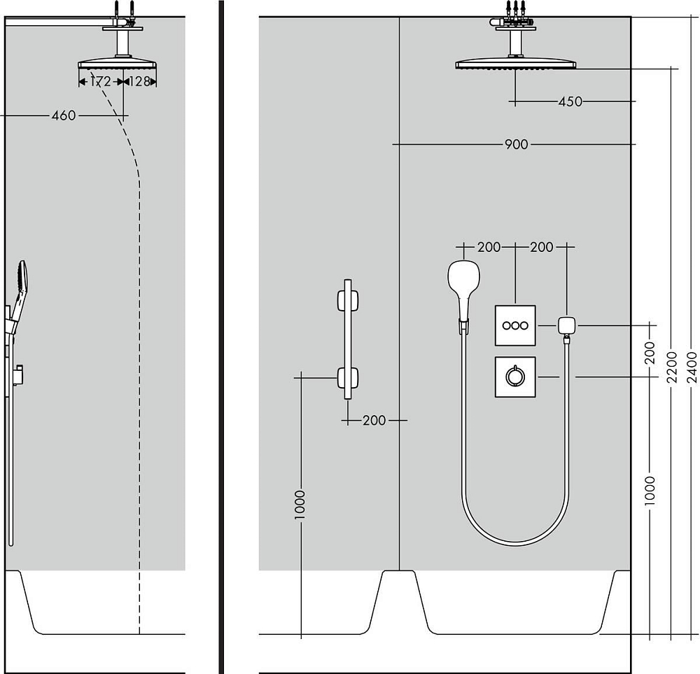 Верхний душ Hansgrohe Rainmaker Select 460 1jet 24003600, чёрный хром