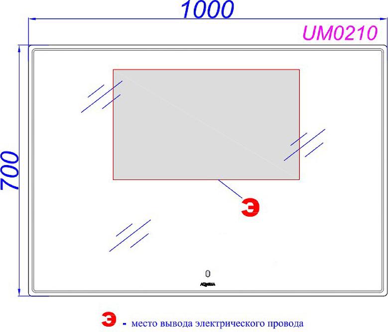 Зеркало Aqwella UM 100 UM0210 с подсветкой и сенсорным выключателем
