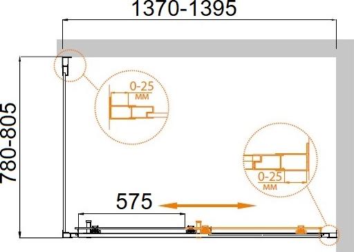 Душевой уголок Cezares MOLVENO-AH-11-140/80-C-Cr-IV стекло прозрачное