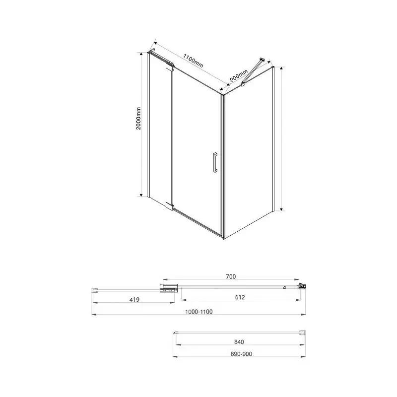 Душевой уголок Vincea Extra VSR-1E101190CGB 110x90, черный, стекло тонированное