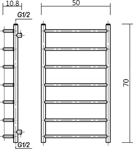 Полотенцесушитель водяной Domoterm Лаура П7 50x70 античная бронза