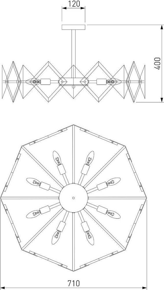 Потолочная люстра Eurosvet Origami 60121/8 латунь Smart