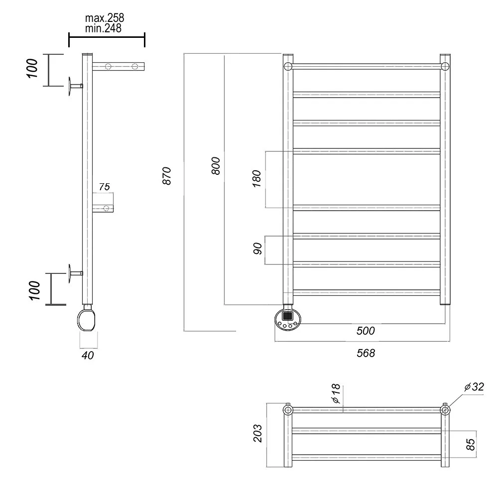 Полотенцесушитель электрический Domoterm Медея Медея сп2 П8 500x800 EL хром