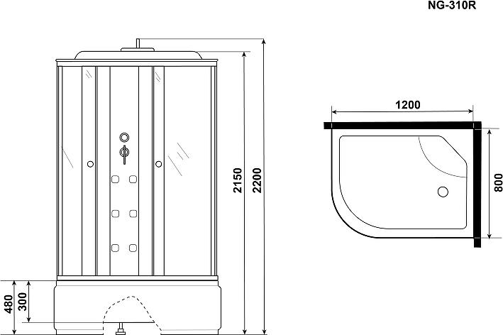 Душевая кабина Niagara Ultra 120x80 NG-310-01R 3100164R правая, профиль хром, стекло прозрачное с полосой