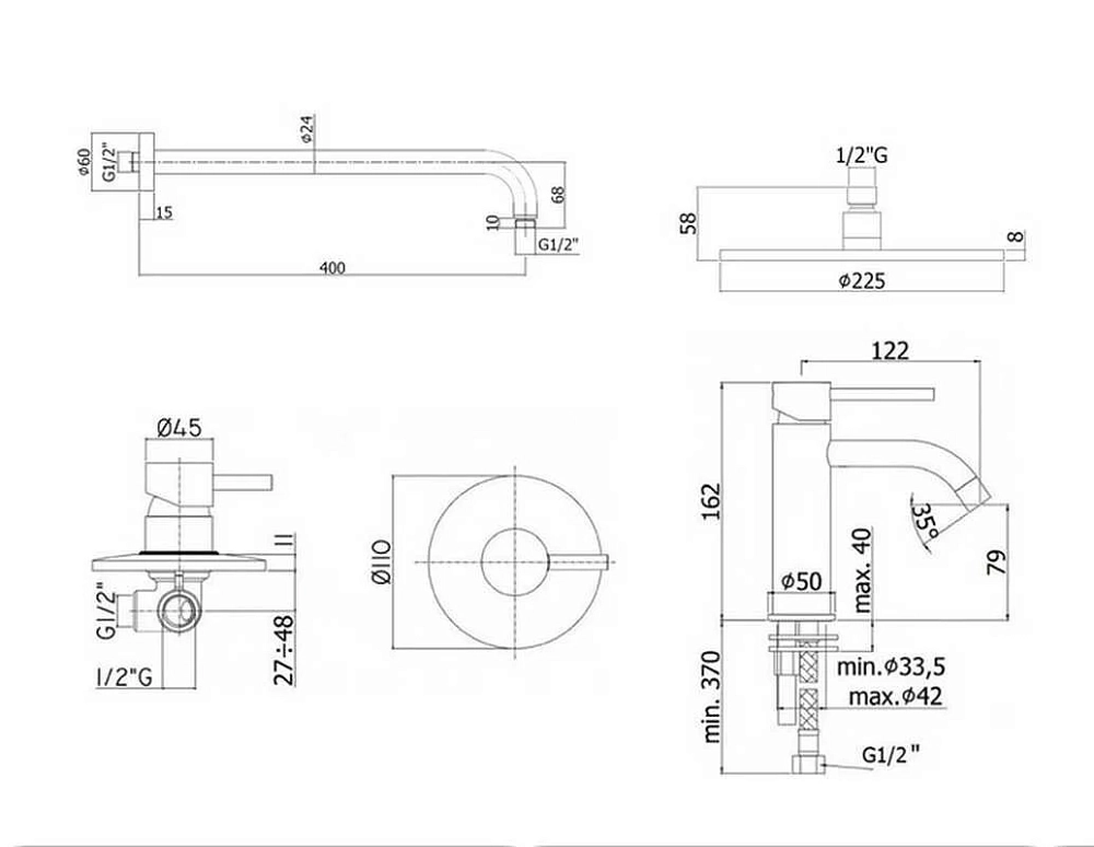 Душевая система Paffoni KIT LIG KITLIG011BO071 белый