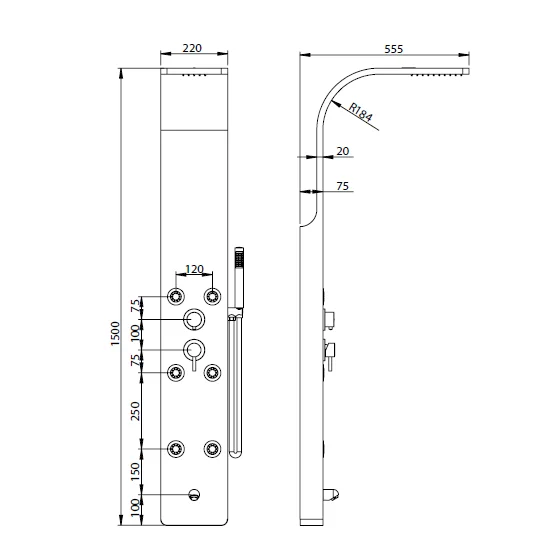 Душевая панель  RGW Shower Panels 21140103-10 хром