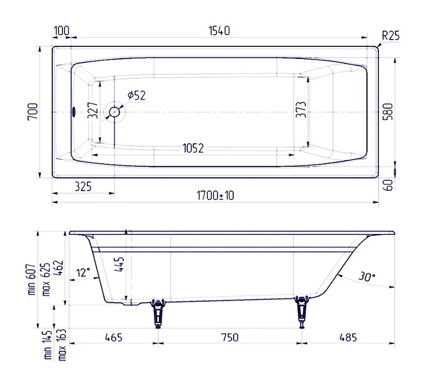 Чугунная ванна Creto Edge 26-1170 белый