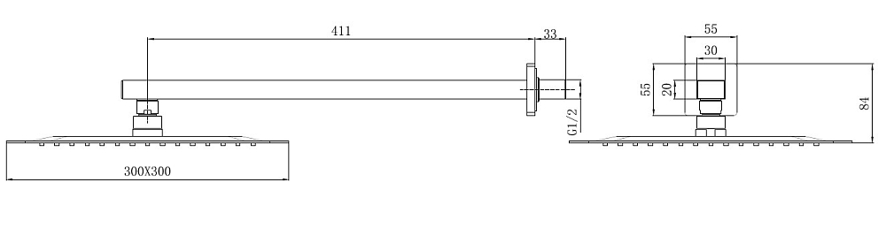 Верхний душ Allen Brau Infinity 5.21A19-31 черный матовый