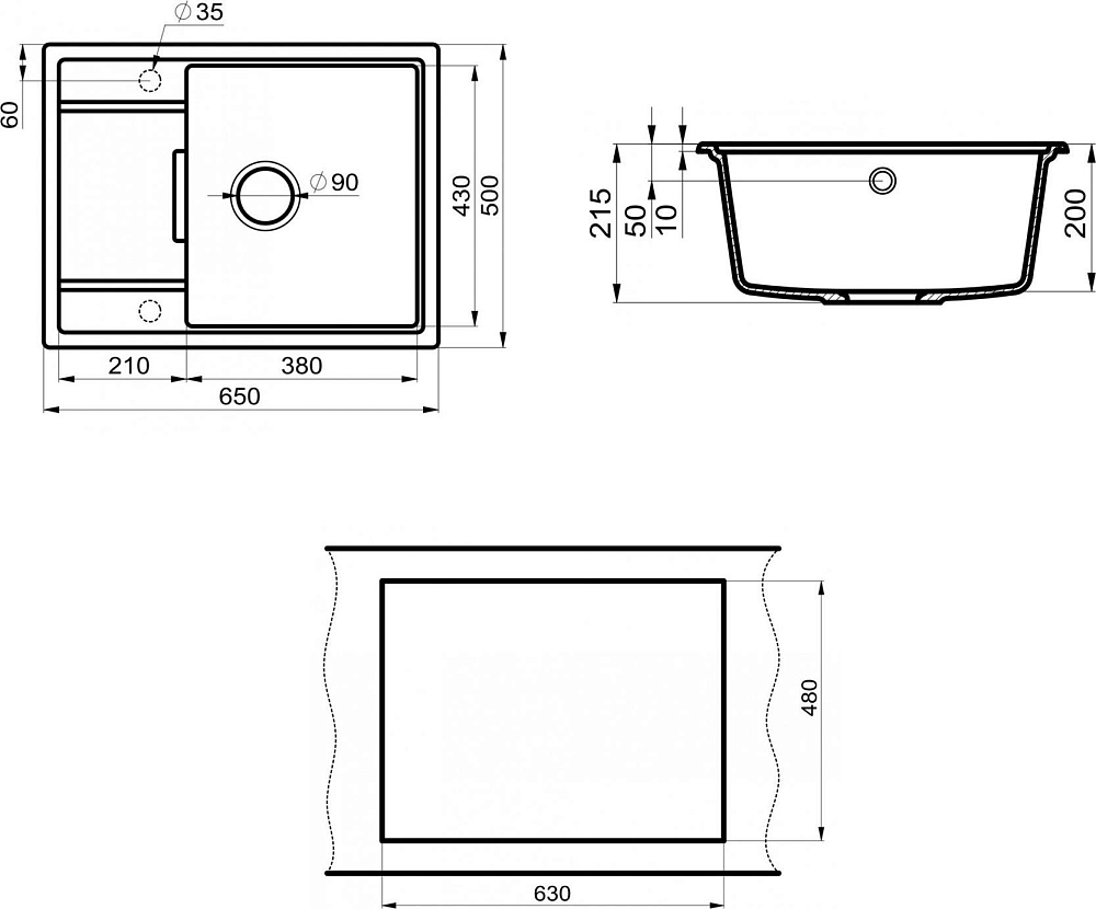 Мойка кухонная Point Стил 65 PN3009AL, серый