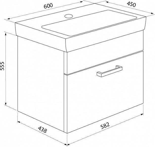 Тумба с раковиной Iddis Mirro 60 MIR60W0i95K, белый