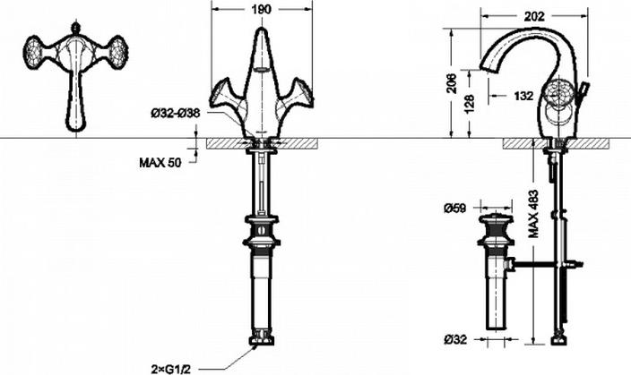 Смеситель для раковины Bravat Swan F14287G-ENG, золото