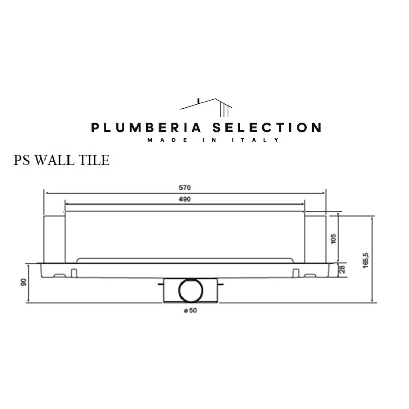 Дренажный канал Plumberia Selection PSWT Wall Tile PSWT60, 60 см, нержавеющая сталь матовая