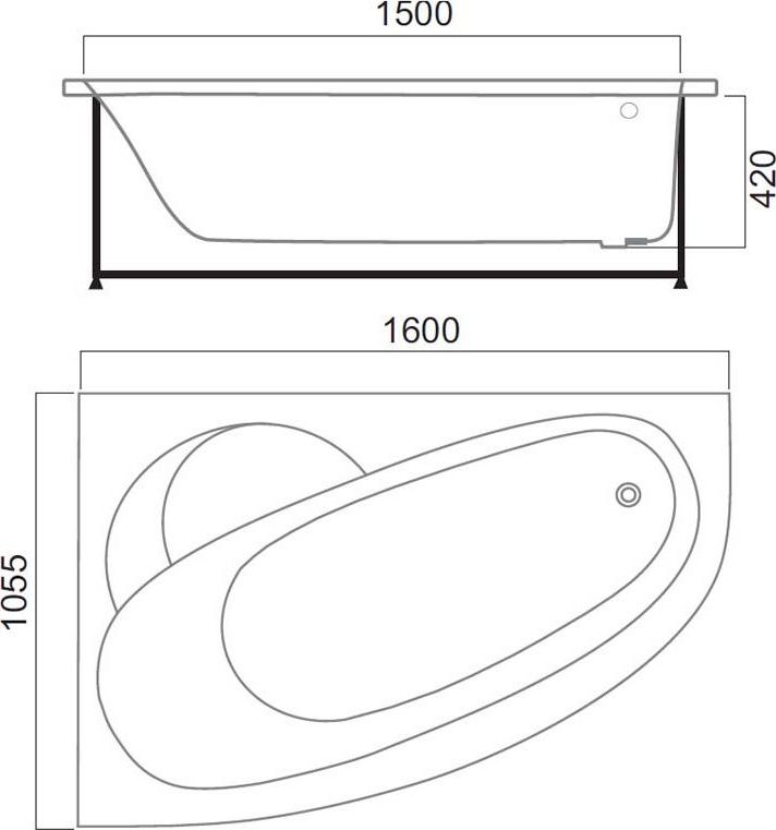 Каркас для ванны Am.Pm Bliss L 160х105 левый