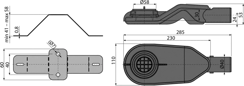 Сифон для душевого поддона AlcaPlast APZ-S6 серый