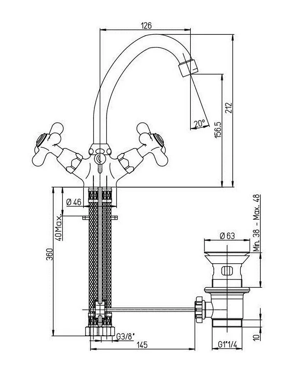 Смеситель для раковины Paini Liberty 17CR250OR золото, хром