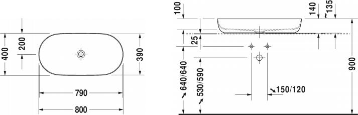 Раковина 80 см Duravit Luv 0379800000