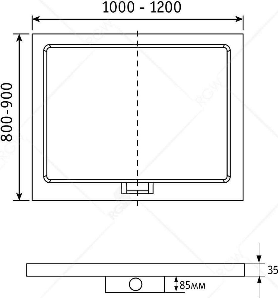 Душевой поддон RGW GWS-21 03150290-01 90x100 см, белый
