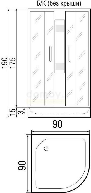 Душевая кабина 90*90*210см River Nara Light 90/15 МТ