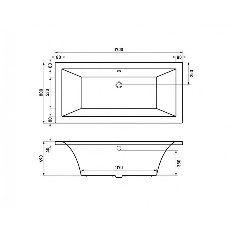 Акриловая ванна Berges Tari 170х80 50028 белый