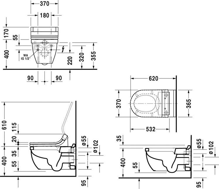 Подвесной унитаз Duravit Starck 3 2226590000 без сиденья