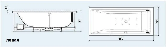 Акриловая ванна Jacuzzi Moove 9B50-055A Sx/Dx белый