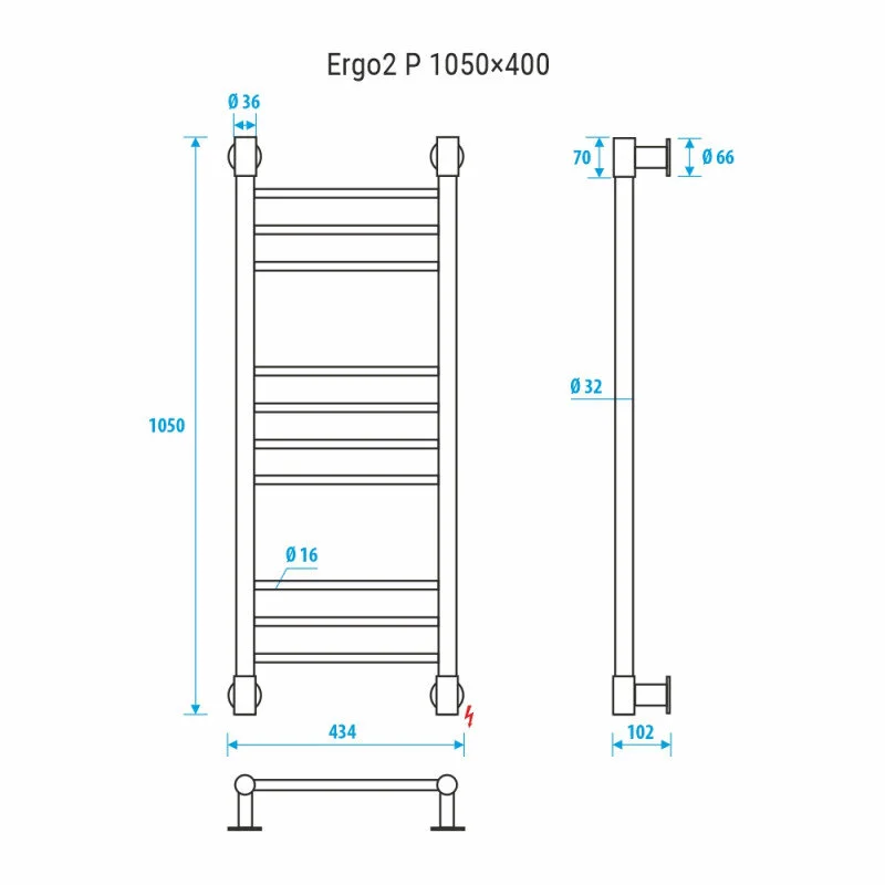 Полотенцесушитель электрический Energy Ergo2 P EETRERGO2P1054R903M белый