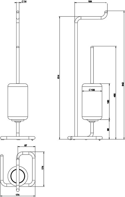 Стойка напольная Gessi Goccia 38067#099, черный / белый