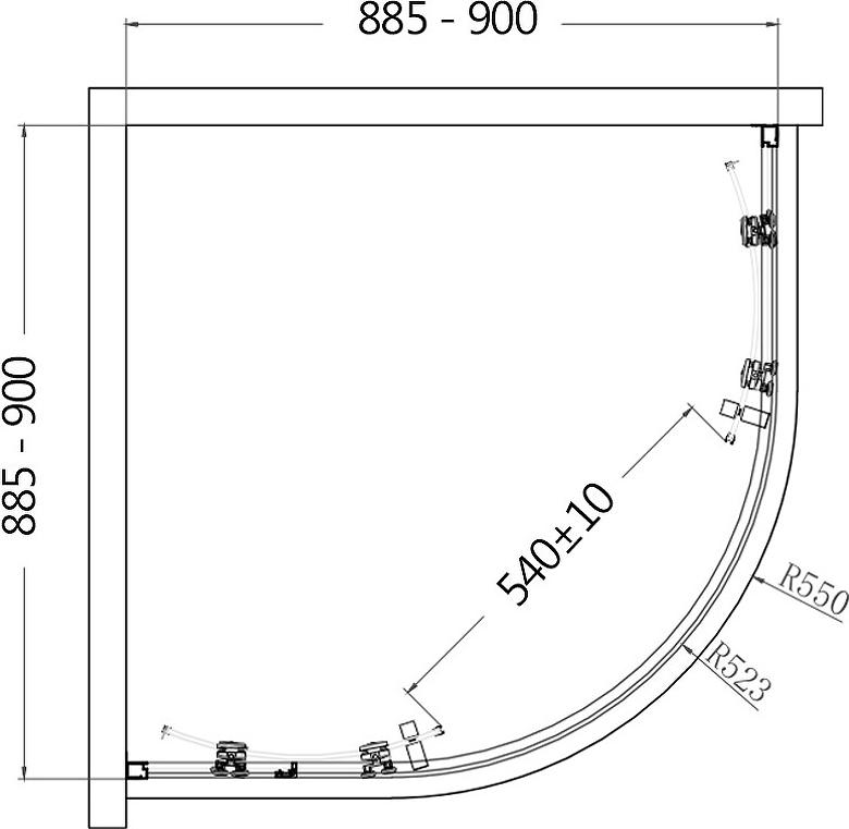 Душевой уголок AQUAme 90x90 AQM3801F-9, профиль хром, стекло прозрачное