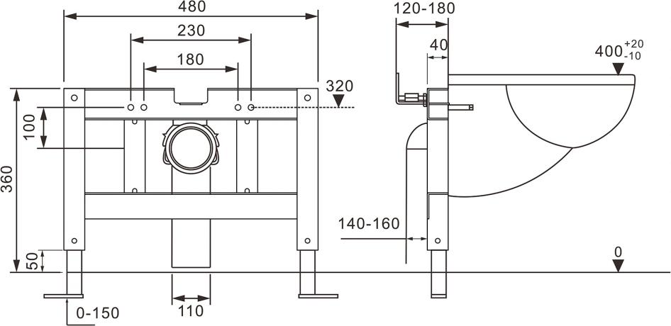 Инсталляция для подвесного унитаза ABBER AC0101P