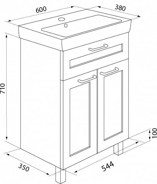 Тумба с раковиной Iddis Sena 60 SEN60W2i95K, белый