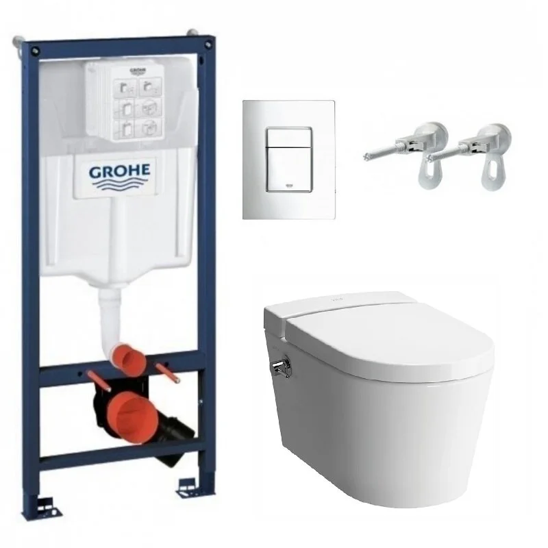 Инсталляция Grohe 38775001, с безободковым унитазом VitrA Nest 5176B003-6233, с функцией биде, крышка микролифт, комплект