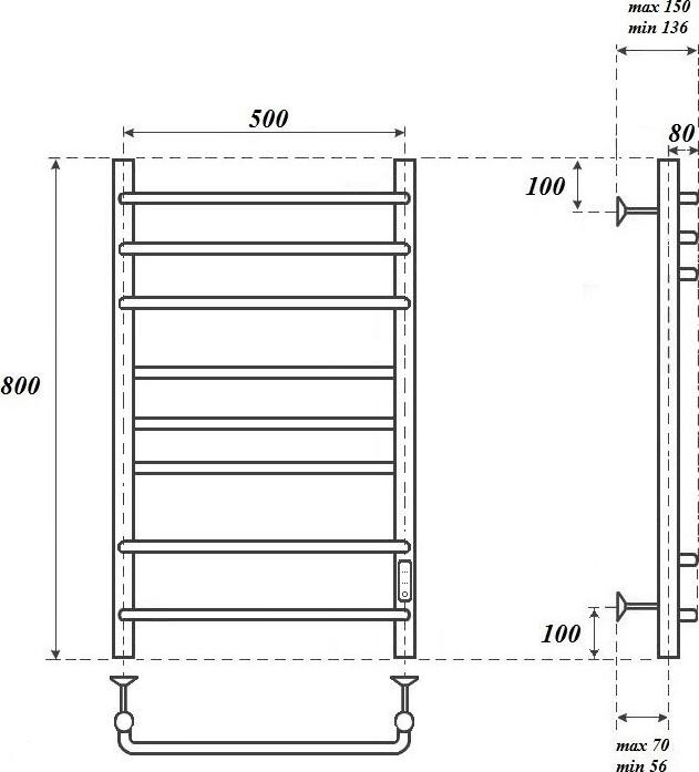 Полотенцесушитель электрический Point Сатурн PN90858W П8 500x800, белый