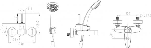 Смеситель Bravat Spring F679113C-B для ванны