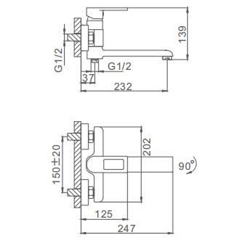 Смеситель для ванны c душем Frap F3272 хром