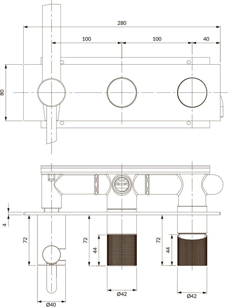 Смеситель для ванны с душем Omnires Contour CT8035/1AT, антрацит