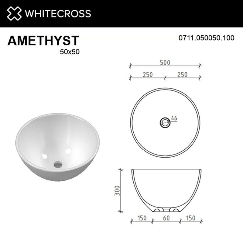 Раковина накладная Whitecross Amethyst 0711.050050.100 белый