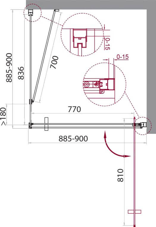 Душевой уголок BelBagno MARMI-A-1-90-C-Cr