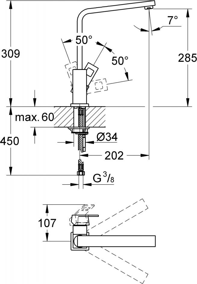 Комплект Кухонная мойка Grohe K700U 31574SD0 + Смеситель Grohe Eurocube 31255000 для кухонной мойки