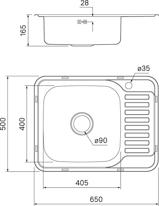 Комплект кухонная мойка Iddis Basic BAS65SLi77 хром + смеситель Iddis Cuba CUBSBJ0i05