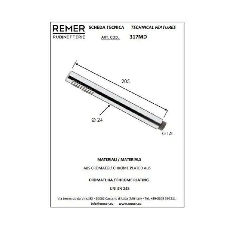 Душевая лейка Remer 317MDX хром