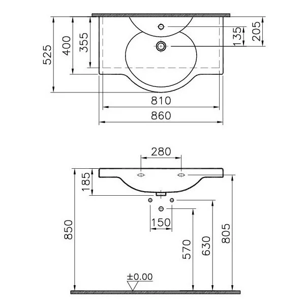 Раковина VitrA Arkitekt 4044B003-0001 белый