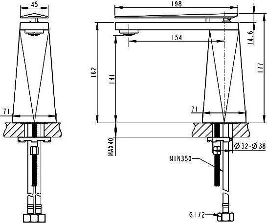 Смеситель для раковины Bravat Diamond F118102C-1-ENG, хром