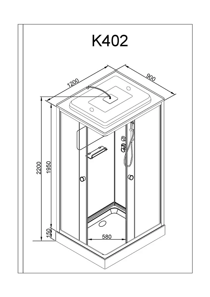 Душевая кабина Deto K K402SLED