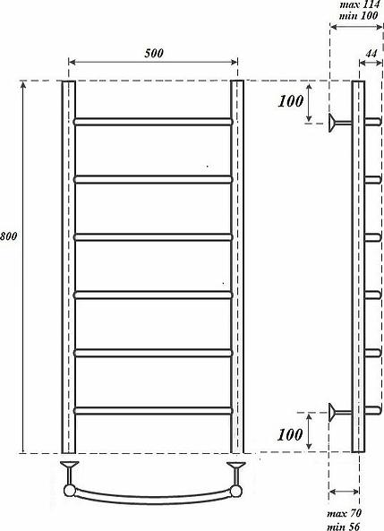 Полотенцесушитель водяной Point PN04158 П6 500x800, хром