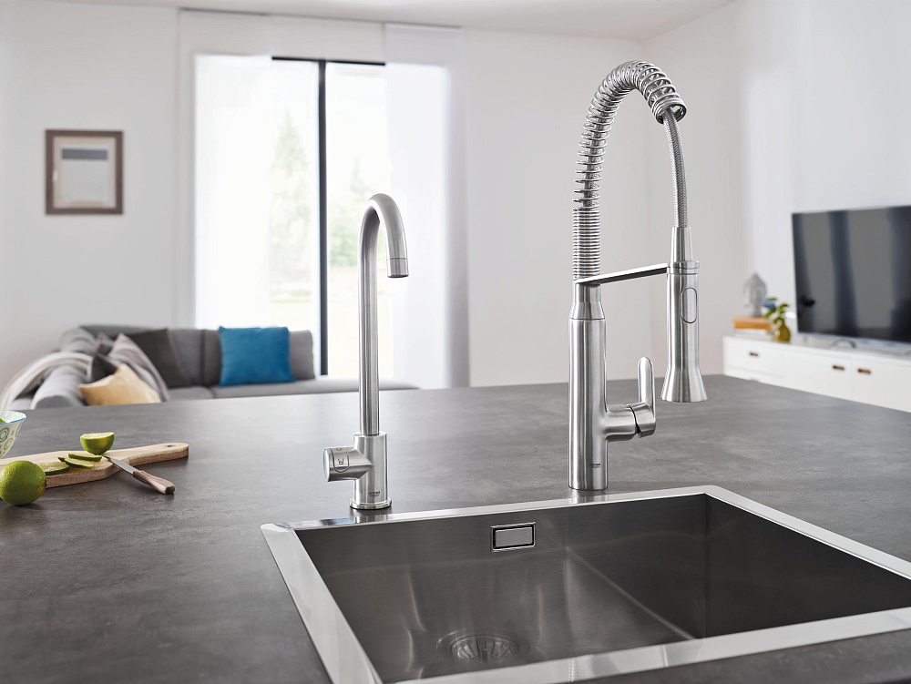 Смеситель для кухонной мойки Grohe Blue Home 31498DC0 суперсталь