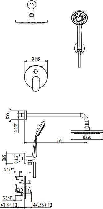 Душевая система Gattoni H2Omix7000 KTH715/PDC0, хром